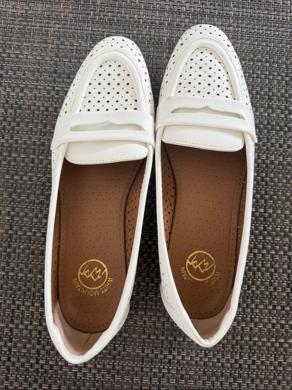 White Mountain White Perforated Penny Loafers - Picture 1 of 6